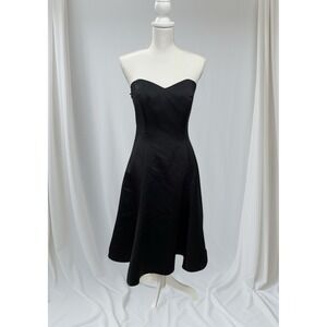 NWT VTG Alfred Angelo Black Satin Size 10 Strapless Cocktail Dress w/straps 7047